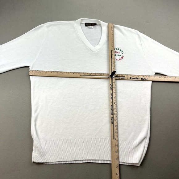 Vintage Bocce Ball Sweater Adult XL White Grandpa V-Neck All Star Classic USA - Picture 7 of 9